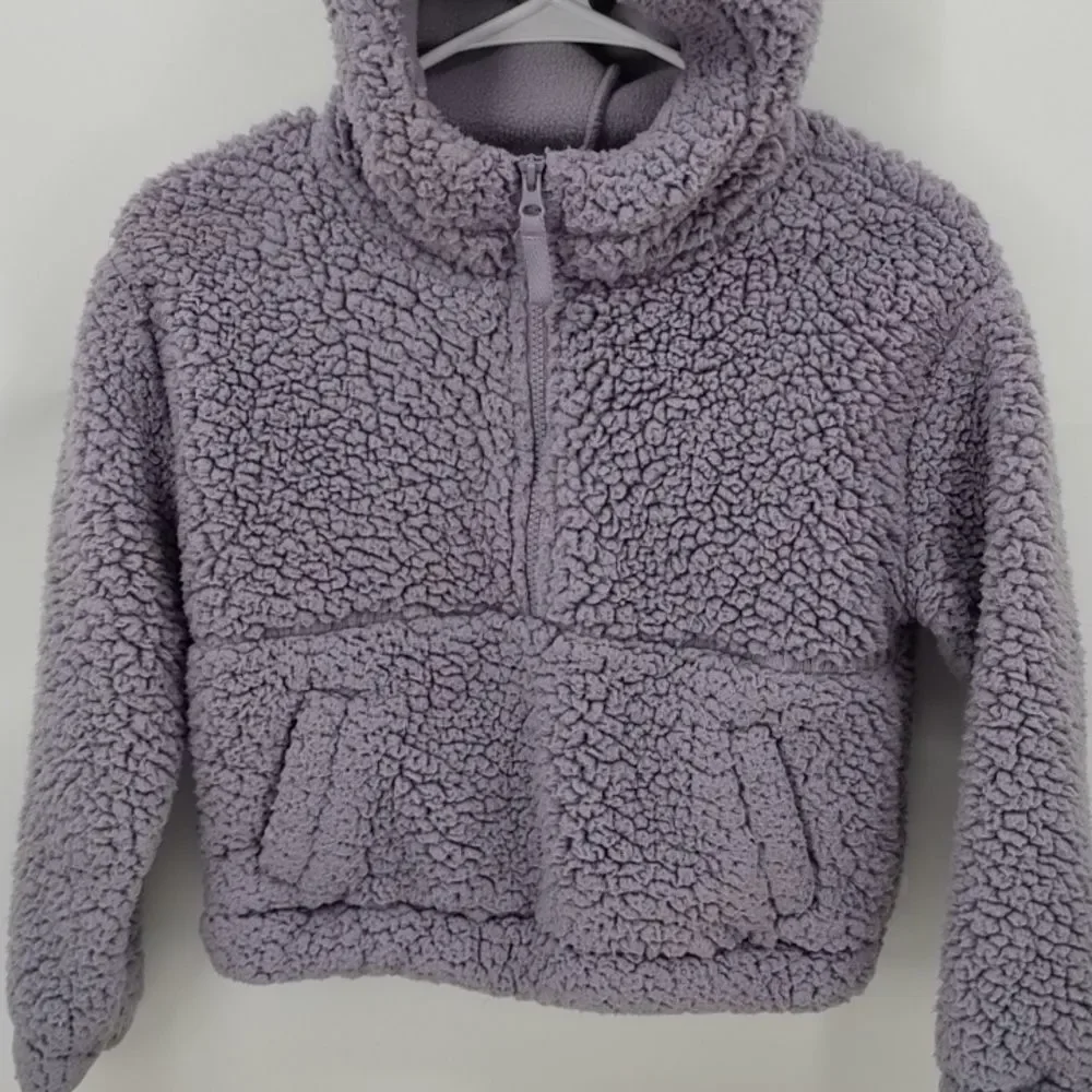 Mondetta Light Purple Girls Sherpa Jacket Pullover Hoodie Cozy Sweatshirt S 7/8